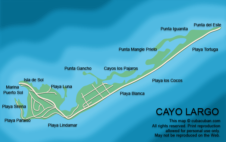 Map of Cayo Largo, Cuba