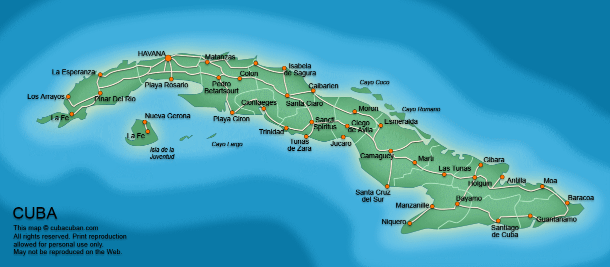 Map of Cuba