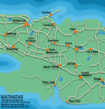 Map of Matanzas & Varadero, Cuba